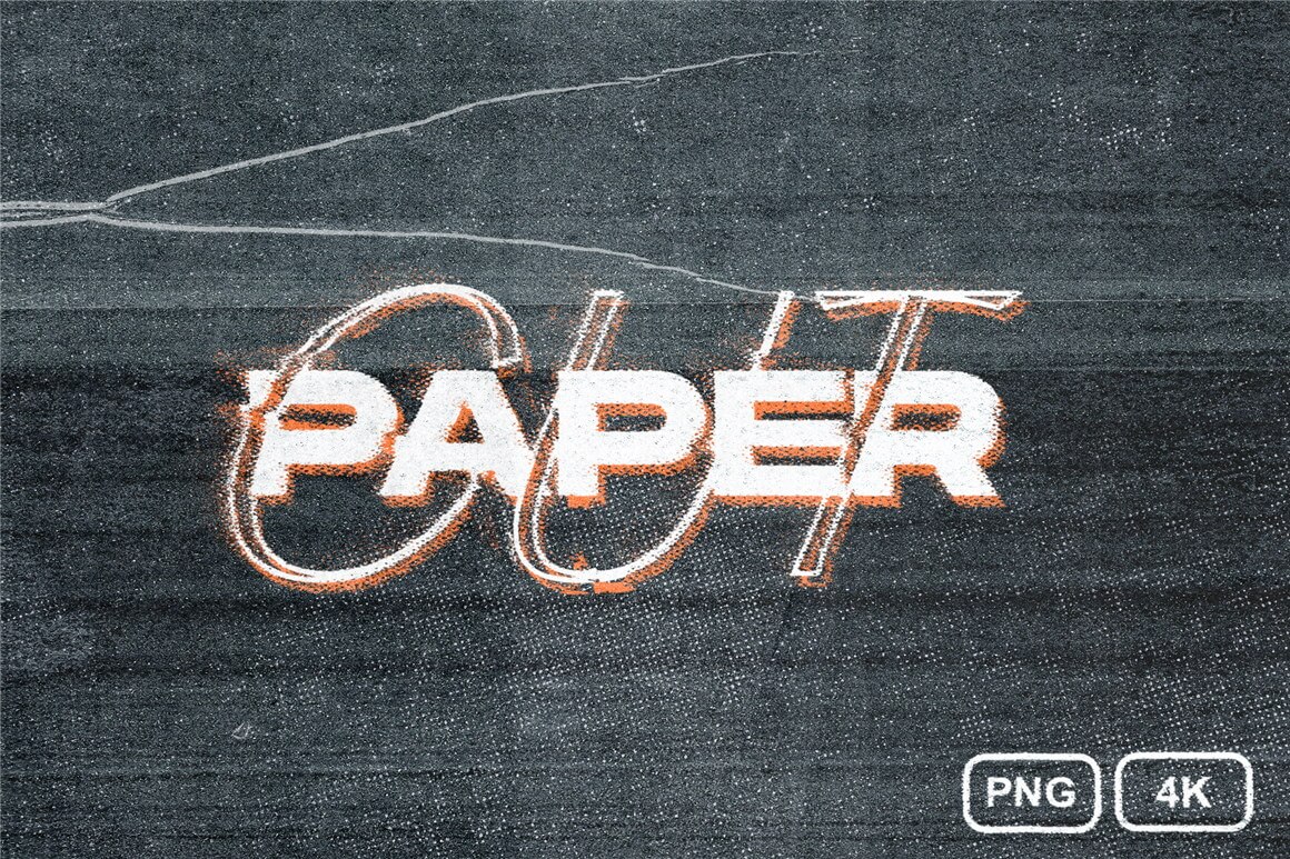 100+个复古半色调皱纹划痕撕裂PNG纹理叠加素材包 Papercut Texture Pack 图片素材 第2张