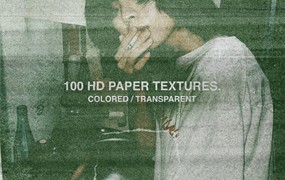 100+个复古半色调皱纹划痕撕裂PNG纹理叠加素材包 Papercut Texture Pack