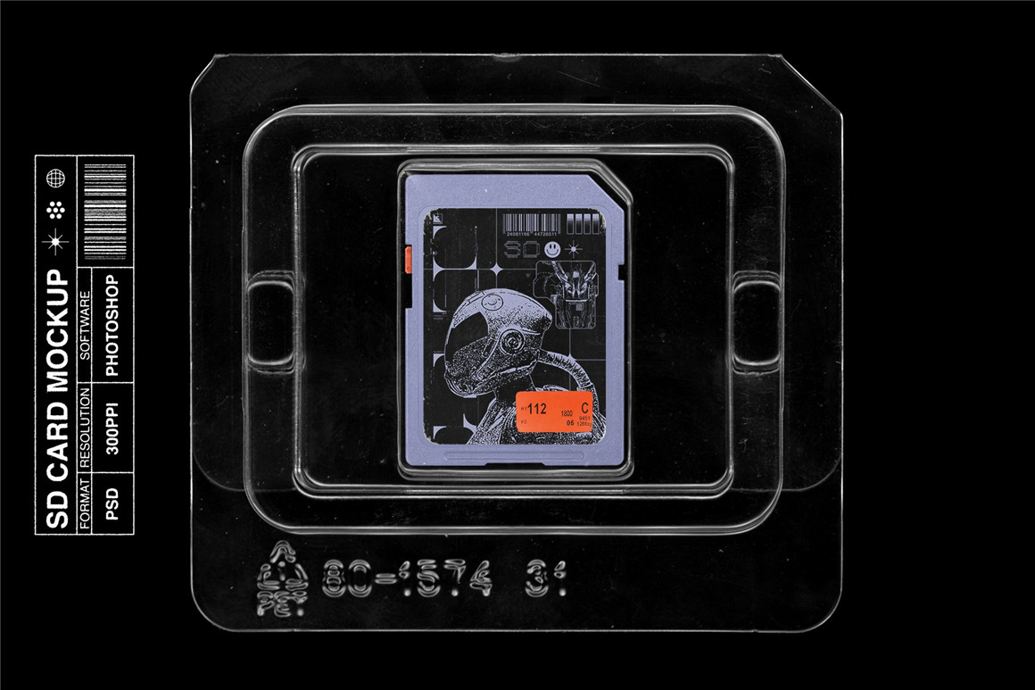 MiksKS 复古主义创意美学SD卡塑料外壳PSD模板 SD Card Mockup 样机素材 第1张
