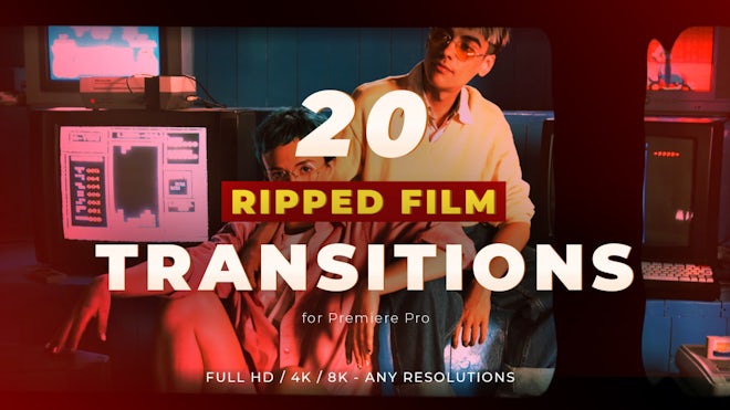 PR预设：复古胶片燃烧翻录闪烁融化转场过渡包 Ripped Film Transitions 插件预设 第1张