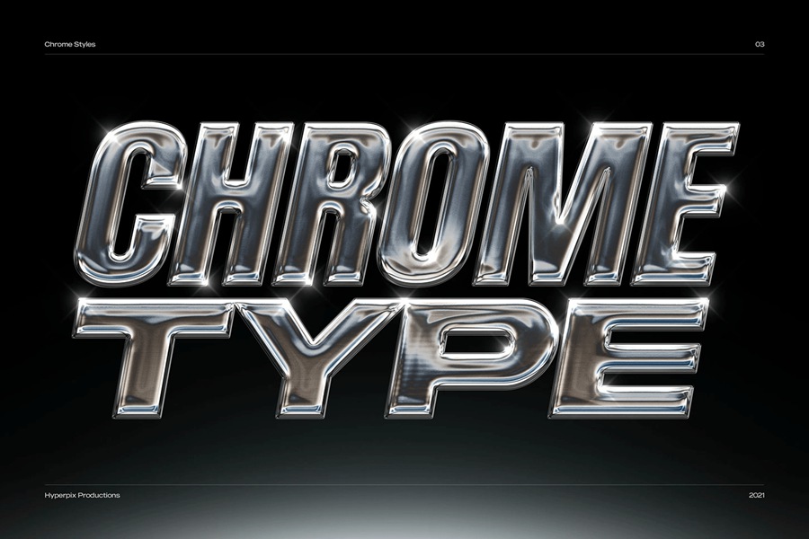 40款潮流金属3D镀铬标题Logo设计展示PS贴图样机模板套装 Chrome Text Styles Bundle , 第28张