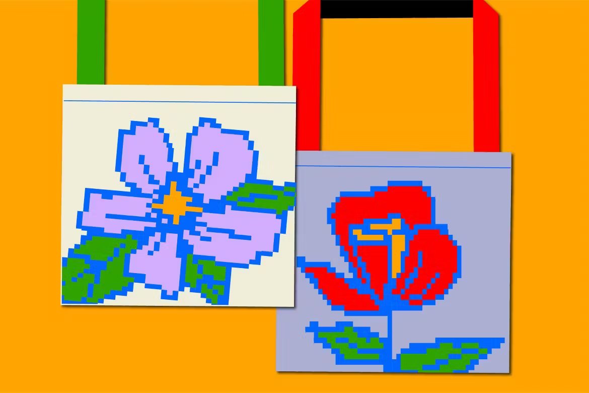 Cream Pixel Flower Illustration Set 奶油像素花卉AI插图集 , 第4张