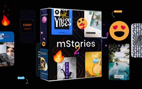 65个社交媒体短视频图文排版海报封面宣传设计包装宝丽来相框号召性用语动画 MotionVFX – mStories 2