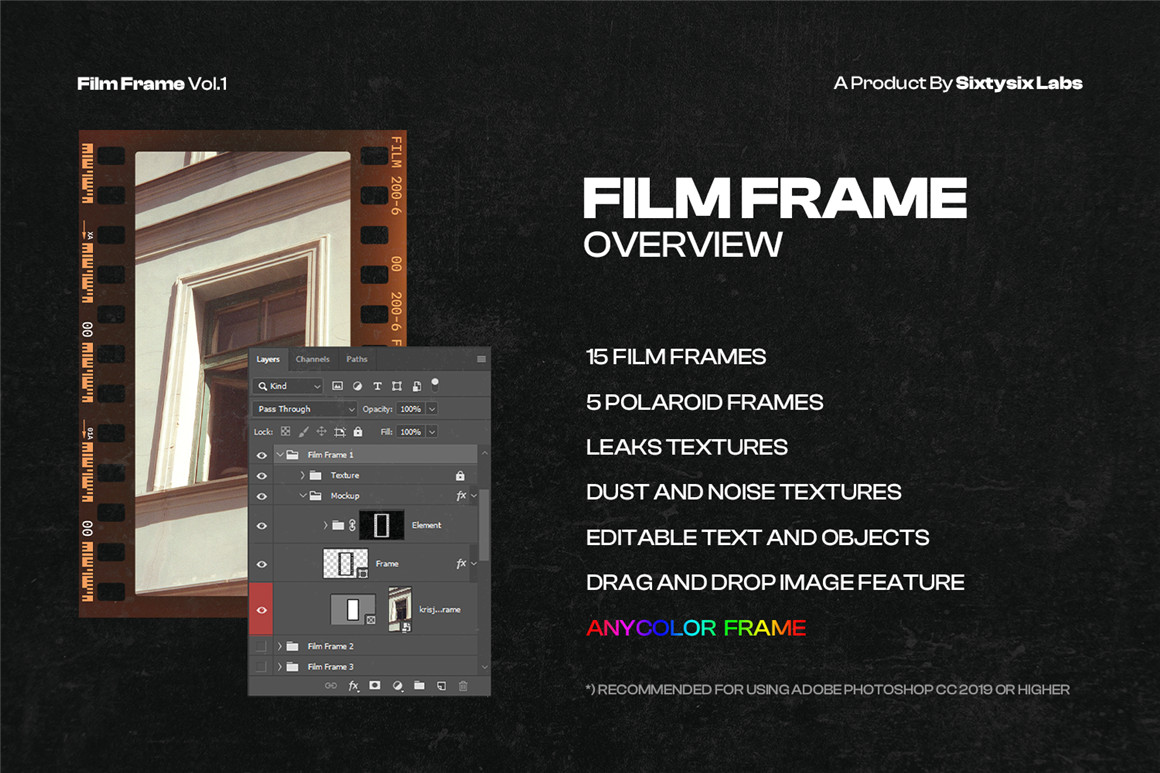 复古35mm摄影胶片边框框架模拟照片修图PS特效样机模板 Film Frame 35mm V.1 , 第5张