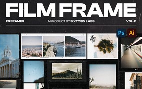 复古35mm摄影胶片边框框架模拟照片修图PS特效样机模板 Film Frame 35mm V.2