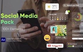 PR预设-100种网络媒体视频社交网站图形字幕标题动画 Social Media Pack