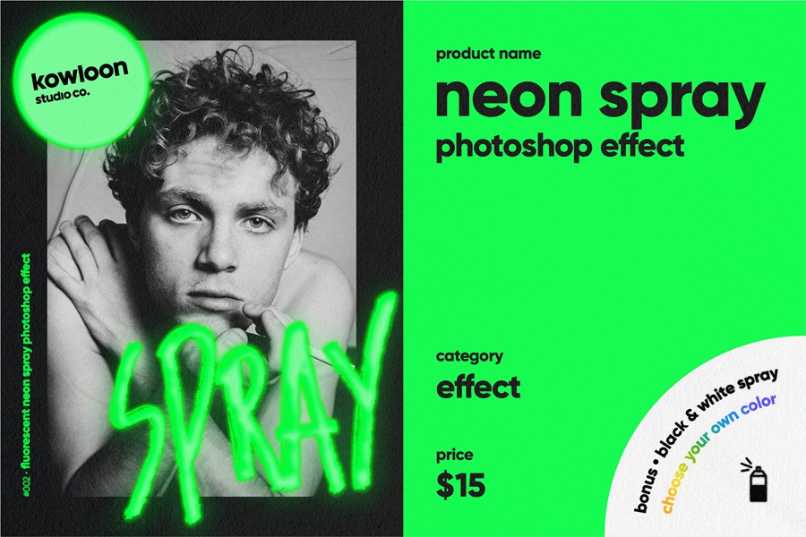 霓虹灯喷雾新潮艺术效果Photoshop PSD模板 neon spray effect 设计素材 第1张