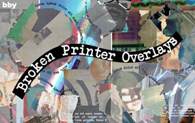 Broken Printer Overlays 15个复古撕纸潮流艺术拼贴海报设计元素Photoshop模板 bbymedia store