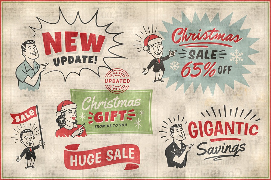 20世纪50年代复古风格广告PSD模板 1950s Retro Style Ad Templates 102个复古广告模板超过450个插画AI矢量图形、PNG设计元素 图片素材 第7张