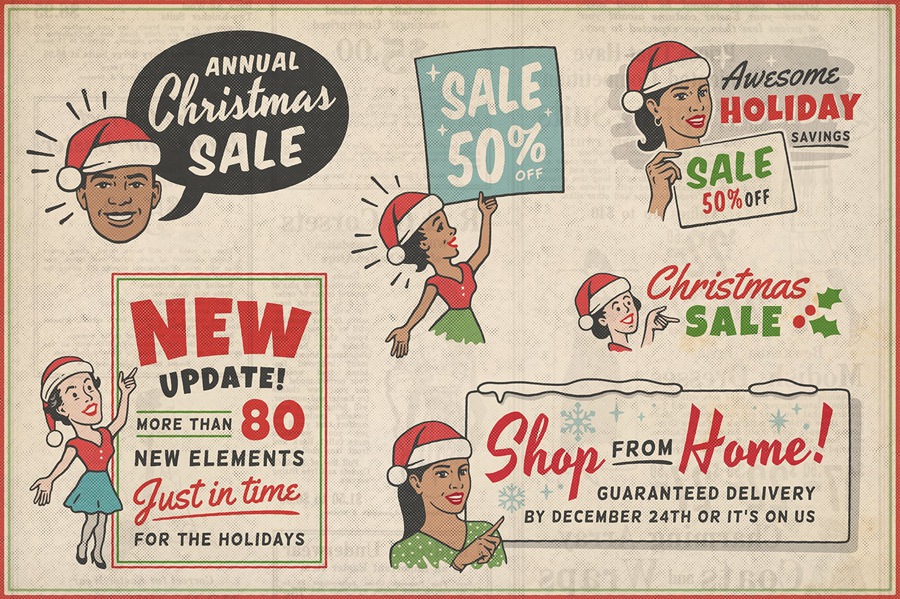 20世纪50年代复古风格广告PSD模板 1950s Retro Style Ad Templates 102个复古广告模板超过450个插画AI矢量图形、PNG设计元素 图片素材 第14张