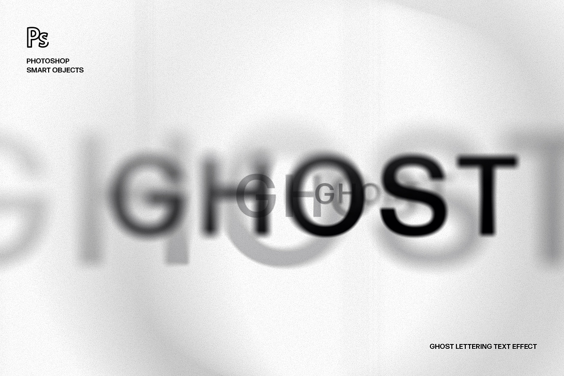 创意抽象未来科幻模糊Logo字体设计PS样式素材模板 Ghost Lettering Text Effect , 第1张