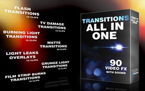 视频素材-90个电影数字胶片故障损坏动感图形光效转场素材 Transitions
