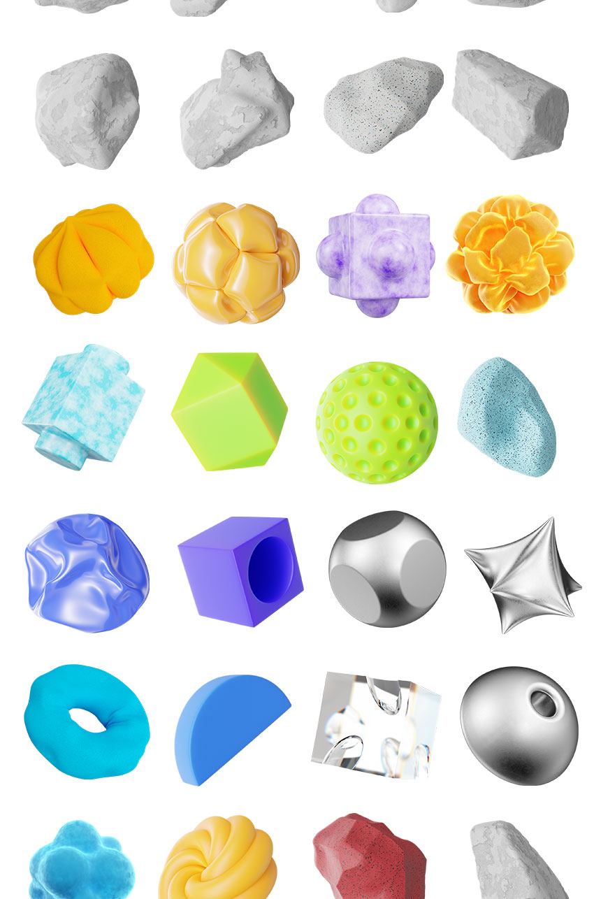 PS资源-120款3D抽象材质纹理形状图形素材PNG元素 图片素材 第6张
