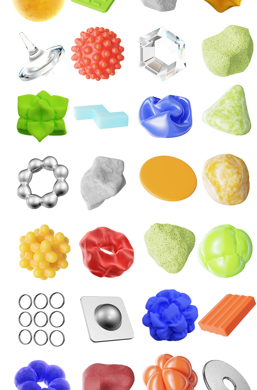 PS资源-120款3D抽象材质纹理形状图形素材PNG元素 图片素材 第8张