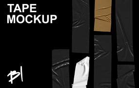 74条皱纹胶带粘合剂PSD样机PNG海报封面服装设计胶带纹理 Tape Adhesive Mockup