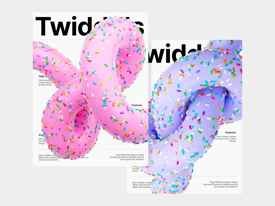 300张高品质3D色彩缤纷渐变美学抽象甜甜圈海报封面背景扭曲几何设计图形 Twidddls by LS.Graphics , 第4张