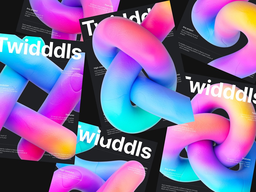 300张高品质3D色彩缤纷渐变美学抽象甜甜圈海报封面背景扭曲几何设计图形 Twidddls by LS.Graphics , 第5张