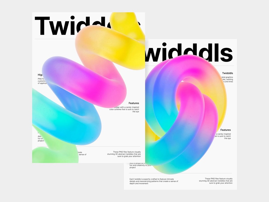 300张高品质3D色彩缤纷渐变美学抽象甜甜圈海报封面背景扭曲几何设计图形 Twidddls by LS.Graphics , 第6张