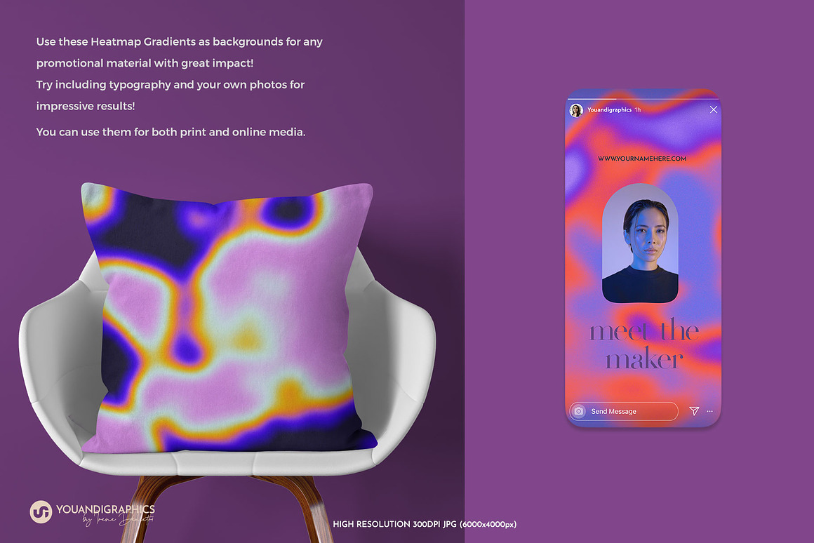 30款抽象艺术红外热感应热成像弥散光渐变迷幻酸性海报背景设计套装 Heatmap Grainy Gradient Backgrounds , 第6张