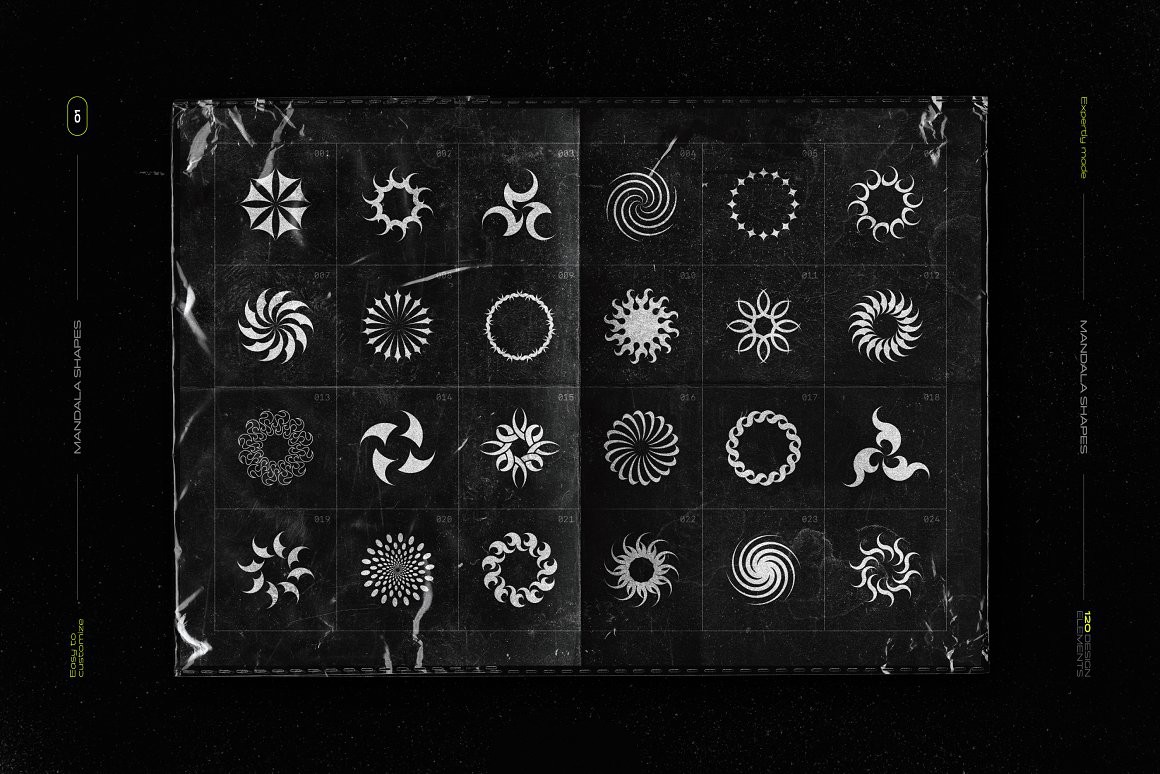 Samolevsky 超酷抽象暗黑机能酸性几何线框形状3D矢量视觉元素 Abstract shapes MEGA PACK 图片素材 第10张