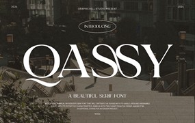 现代独特婚礼设计LOGO社交媒体广告产品包装、标签、摄影、邀请函优雅衬线字体Qassy Elegant Serif Font Typeface
