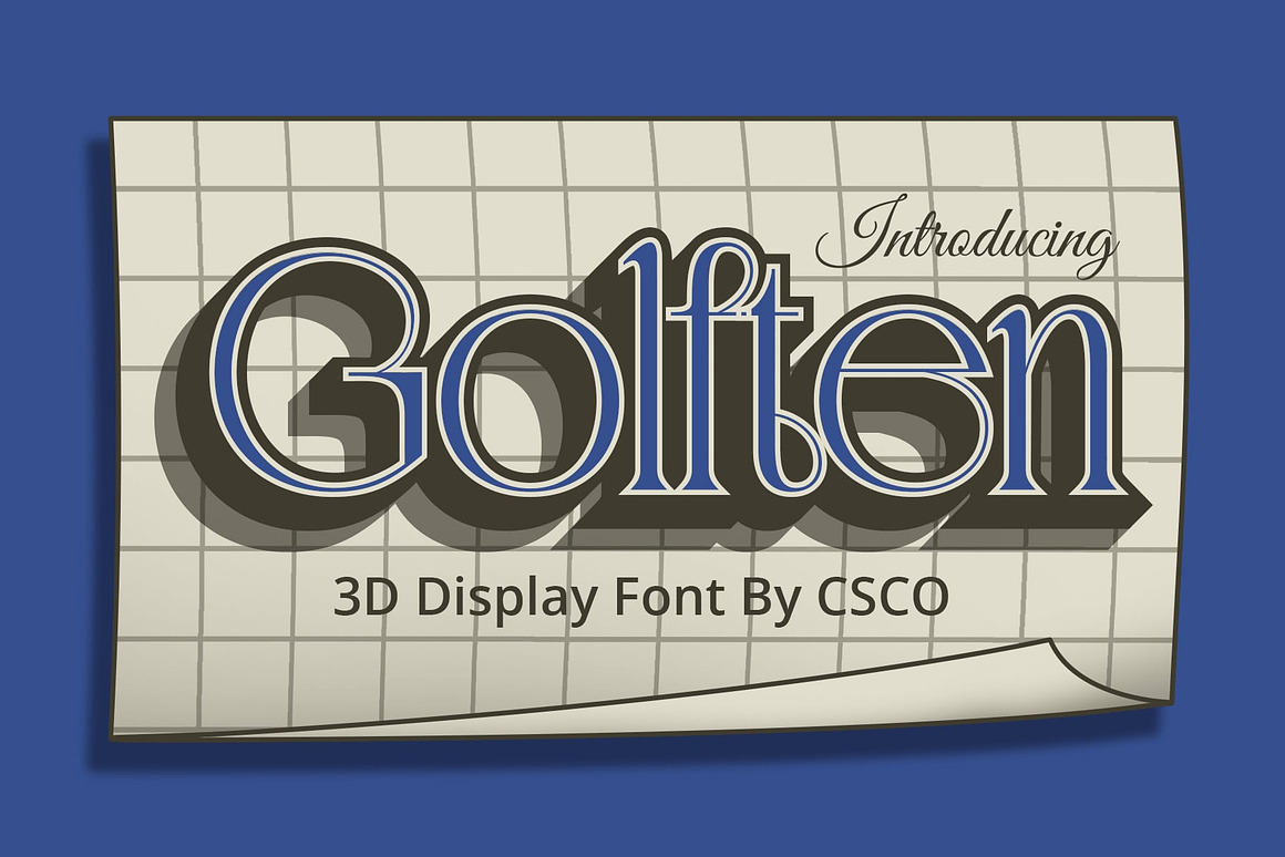 英文字体：复古新艺术风格运动简约产品海报包装3D效果字体包 Golften 3D , 第2张