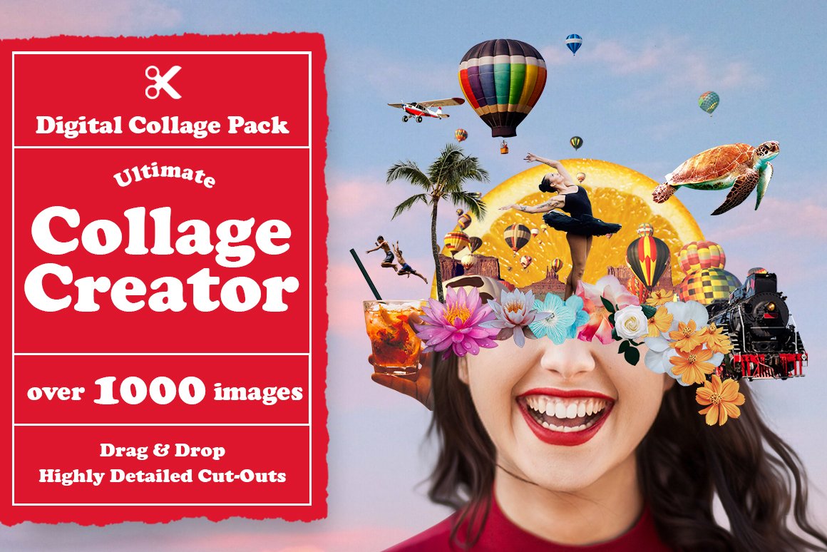 Collage Supply Co 1000个高分辨率欧美拼贴艺术现代生活动植物创建者PNG元素包 Ultimate Collage Creator 1000 图片素材 第1张