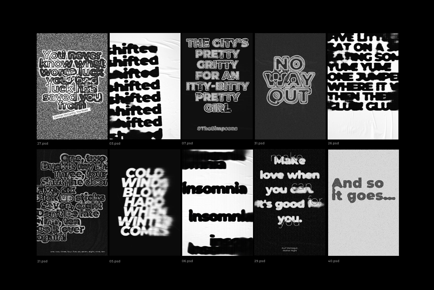 Inartflow 40种艺术抽象失真故障扭曲印刷艺术海报设计复古文字效果 40 Photoshop Text Effects Vol.2 图片素材 第7张