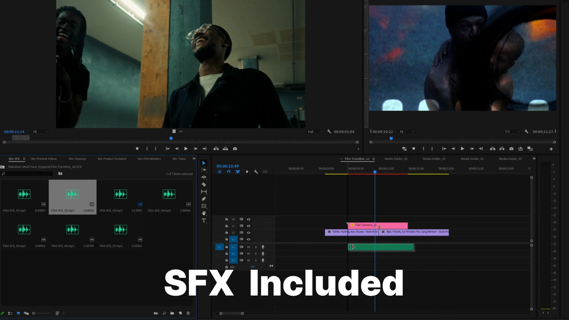 Seamless Film Transitions 30种无缝复古胶片肮脏和受损划痕转场过渡 PR Mogrt + SFX音效 影视音频 第5张