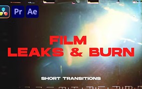 Film Leaks & Burn Transitions 达芬奇/PR/AE 3合1 视频模板 、15种胶片泄漏和烧伤转场过渡