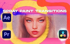 Spray Paint Transitions Vol.1 达芬奇/PR/AE 3合1模板、15种喷漆涂鸦转场过渡