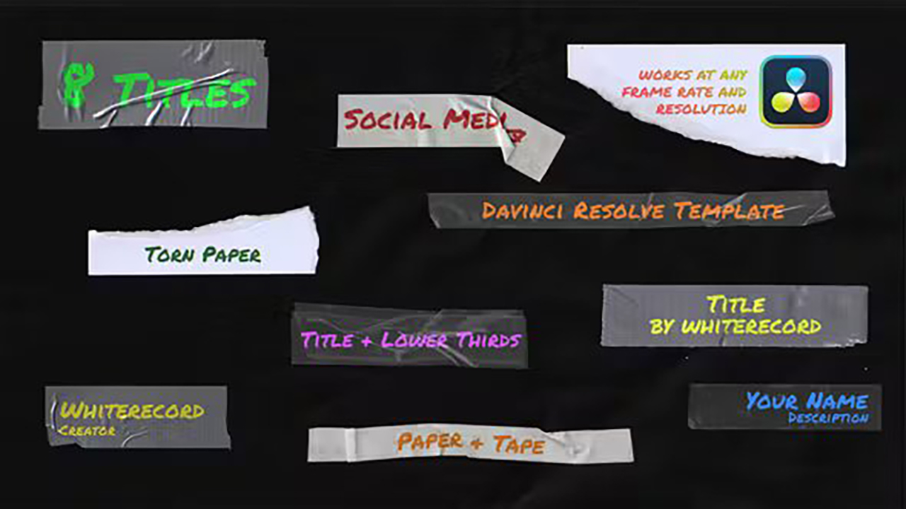 Paper & Tape | Titles & Lower Thirds 达芬奇/AE模板 、2合1视频模板、胶带纹理标题动画 影视音频 第2张