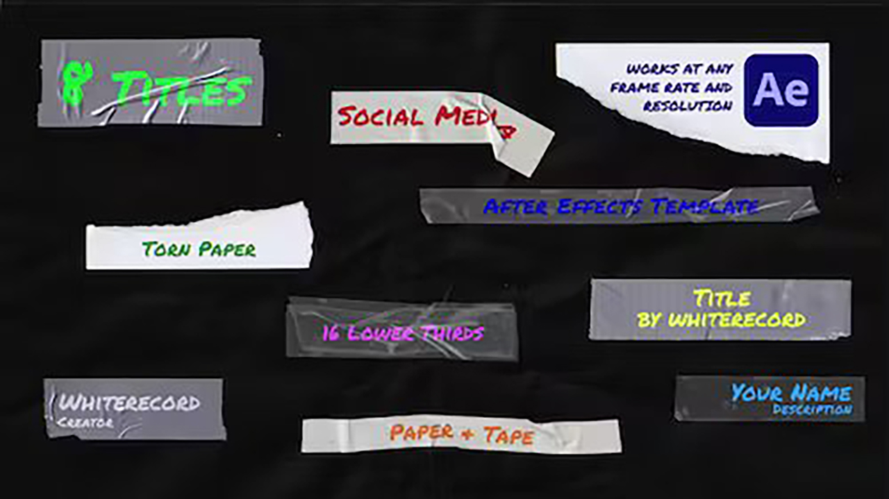 Paper & Tape | Titles & Lower Thirds 达芬奇/AE模板 、2合1视频模板、胶带纹理标题动画 影视音频 第3张