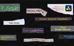 Paper & Tape | Titles & Lower Thirds 达芬奇/AE模板 、2合1视频模板、胶带纹理标题动画