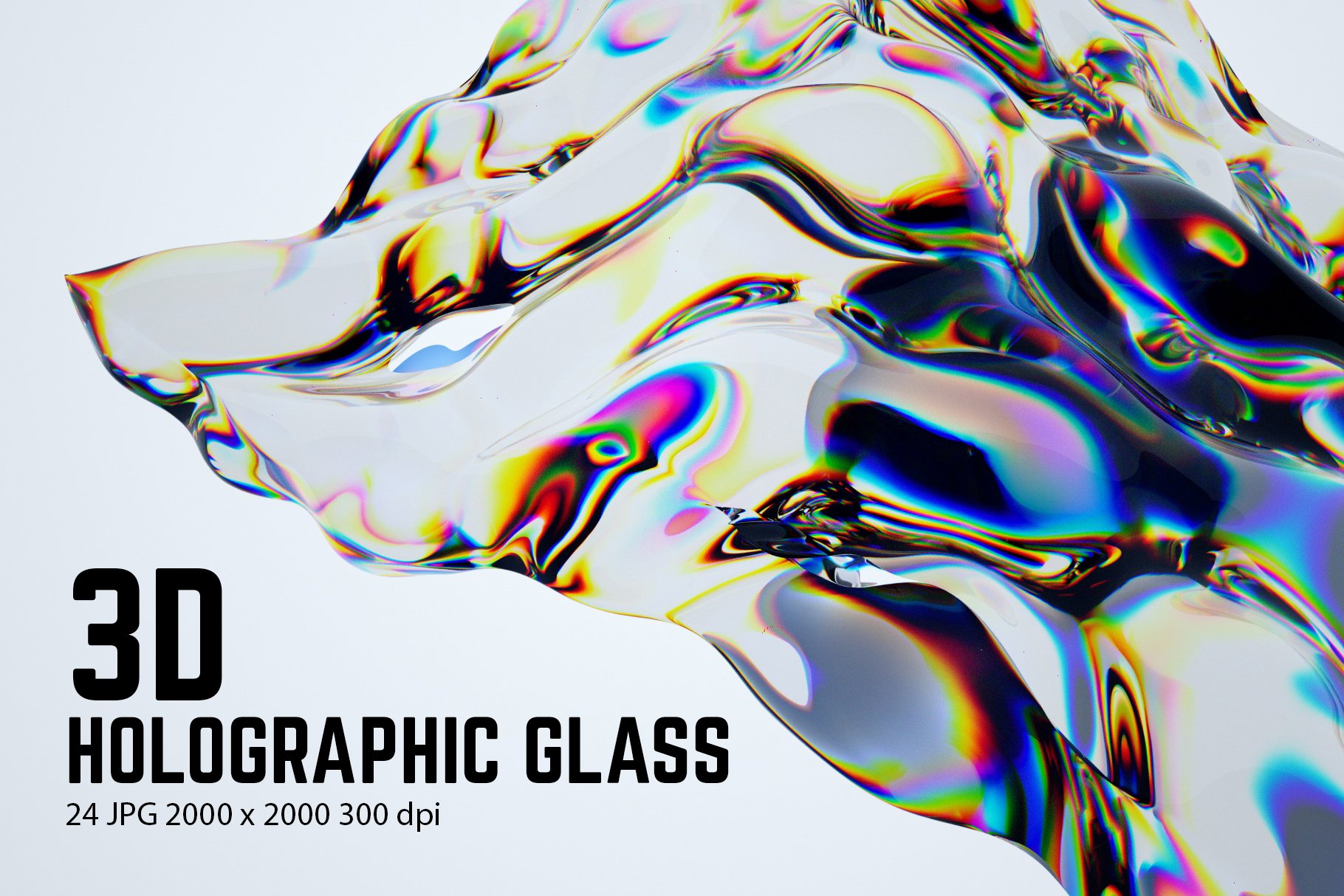 全息玻璃材质标题海报广告背景纹理 3D Holographic Glass – Texture Pack 图片素材 第1张
