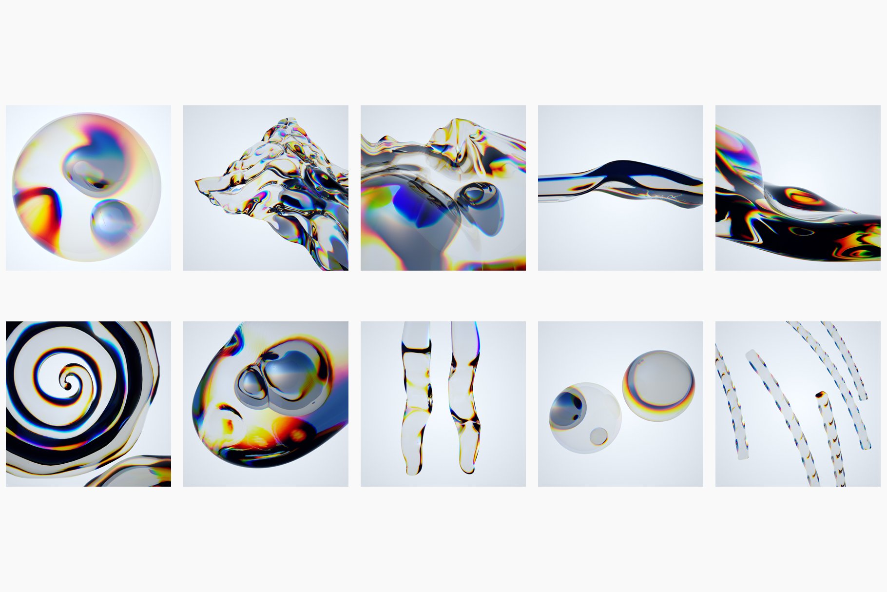 全息玻璃材质标题海报广告背景纹理 3D Holographic Glass – Texture Pack 图片素材 第2张
