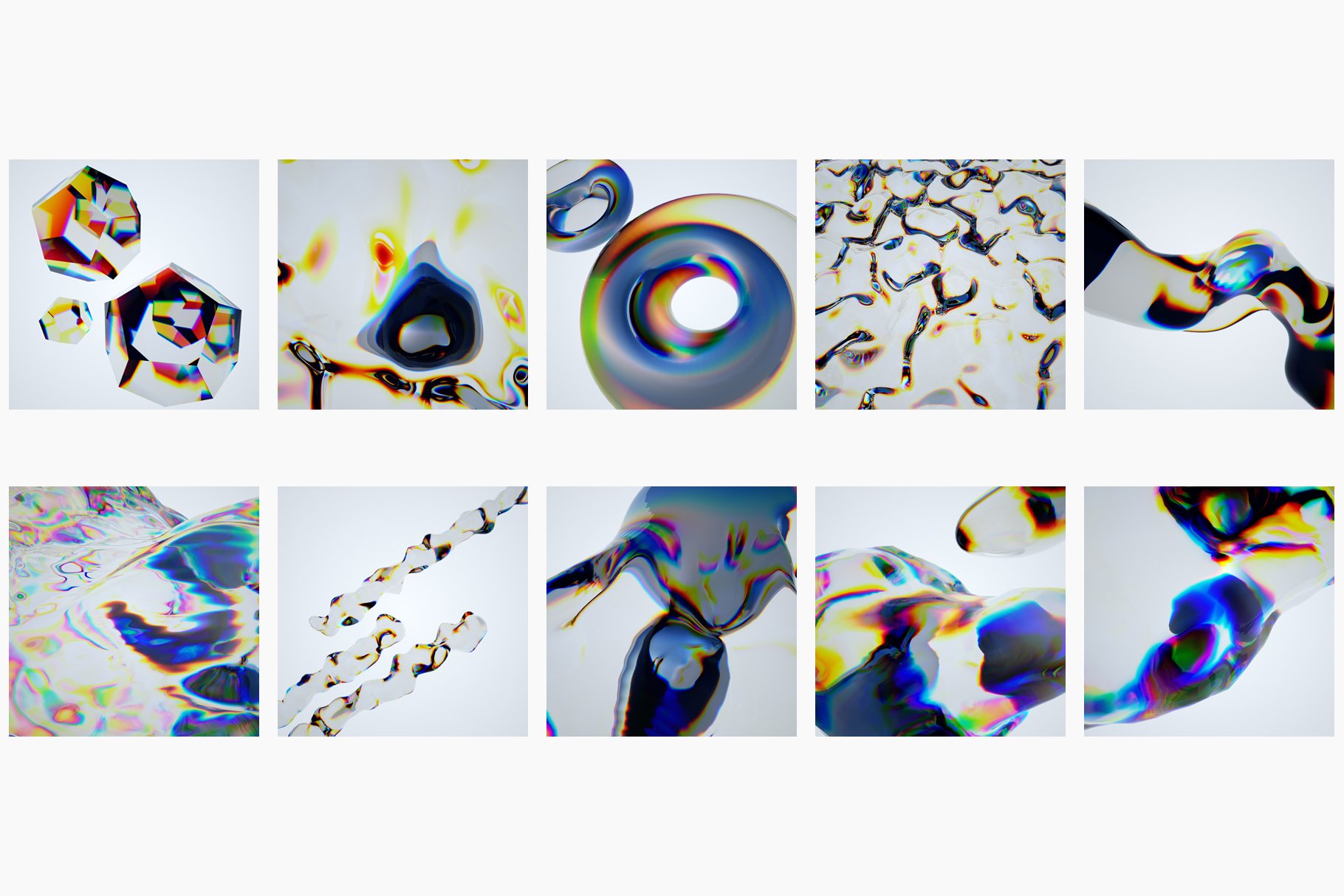 全息玻璃材质标题海报广告背景纹理 3D Holographic Glass – Texture Pack 图片素材 第3张