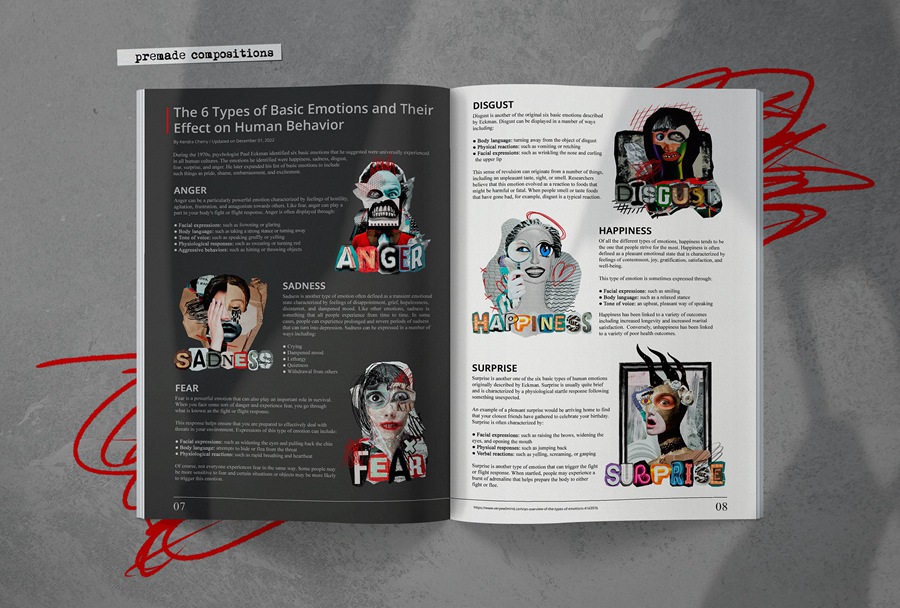 488个情绪拼贴画和插图书籍和杂志封面、服装印花、品牌项目、包装、礼品 Emotions. Collage & Illustrations 图片素材 第7张