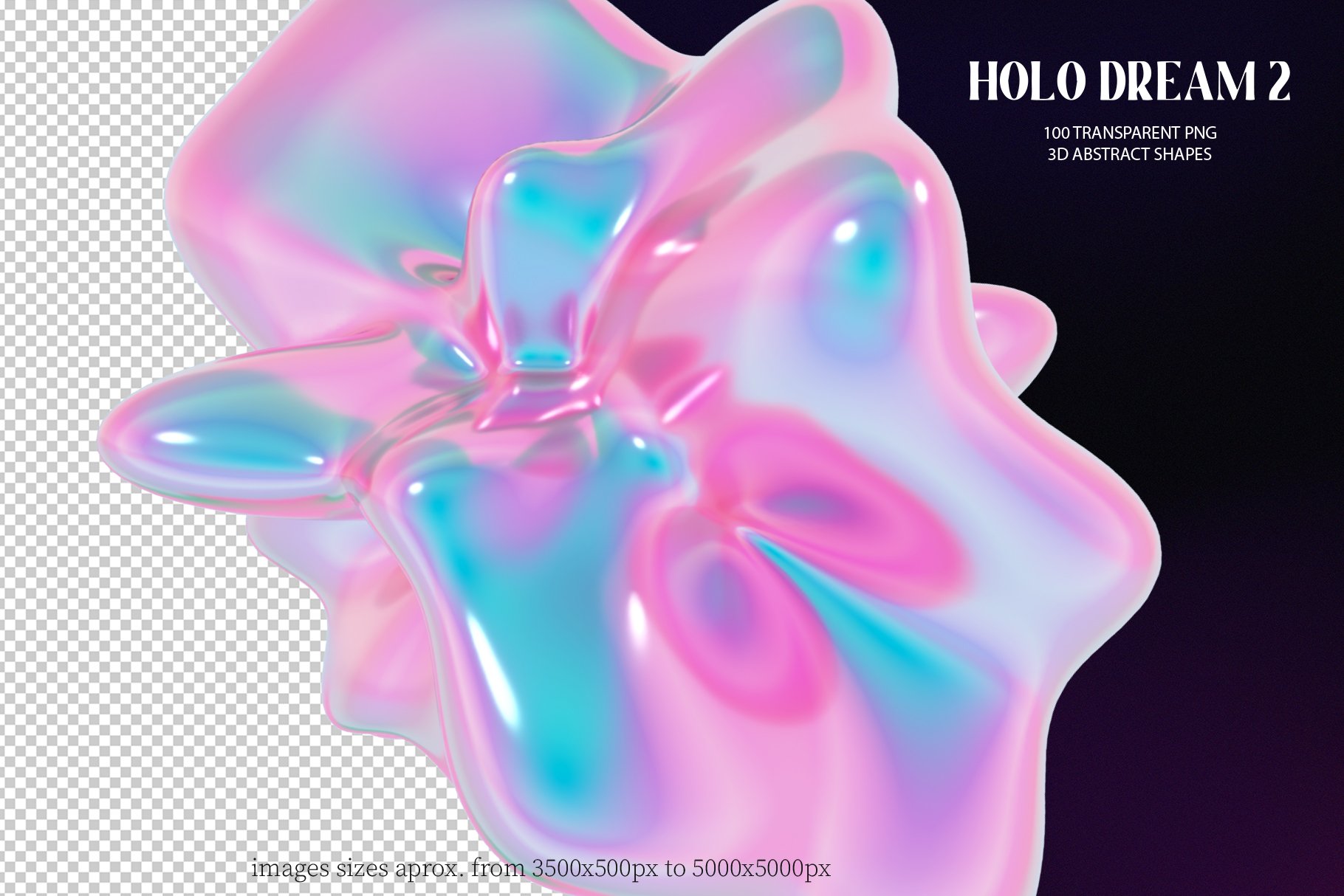 100款全息3D迷幻酸性抽象艺术闪亮PNG设计图形 Holo Iridescence 3D Shapes graphics Vol.2 , 第6张