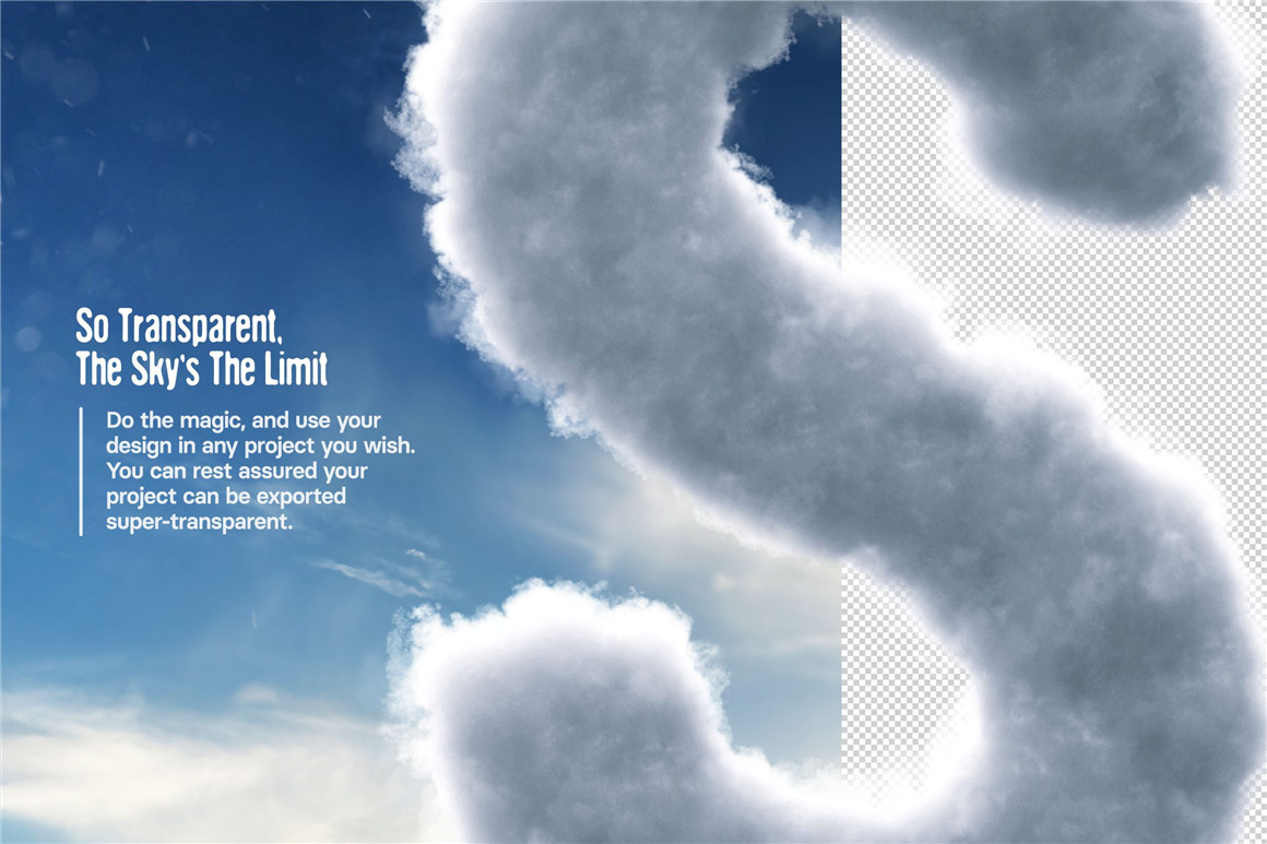 超酷真实质感云层云彩云朵云端3D立体英文数字字体PS动作设计素材 Hyper Cloudy – Realistic Cloud Effect for Texts and Logos , 第9张
