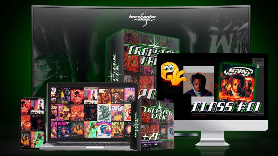 TRAPSTAR PROJECT 2.0 – 50个Photoshop复古潮流艺术嘻哈音乐电影海报Y2K图标 + PS课程 TRAPSTAR PROJECT 2.0 Borguinho Shop 设计教程 第2张