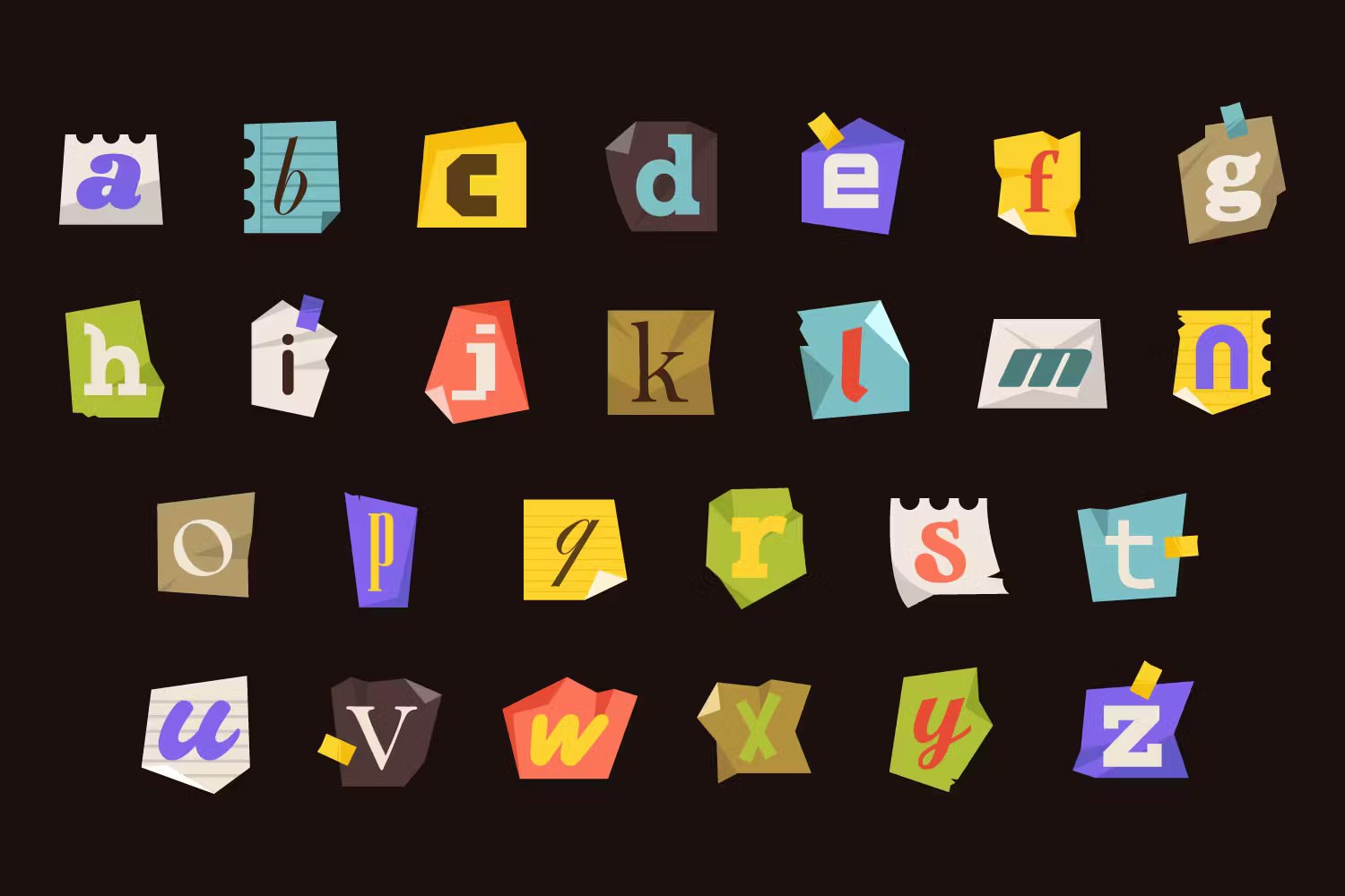 字母和数字/符号艺术拼贴海报杂志社交媒体设计元素PNG/AI Letter Cutout Magazine Texture Ransom 图片素材 第4张