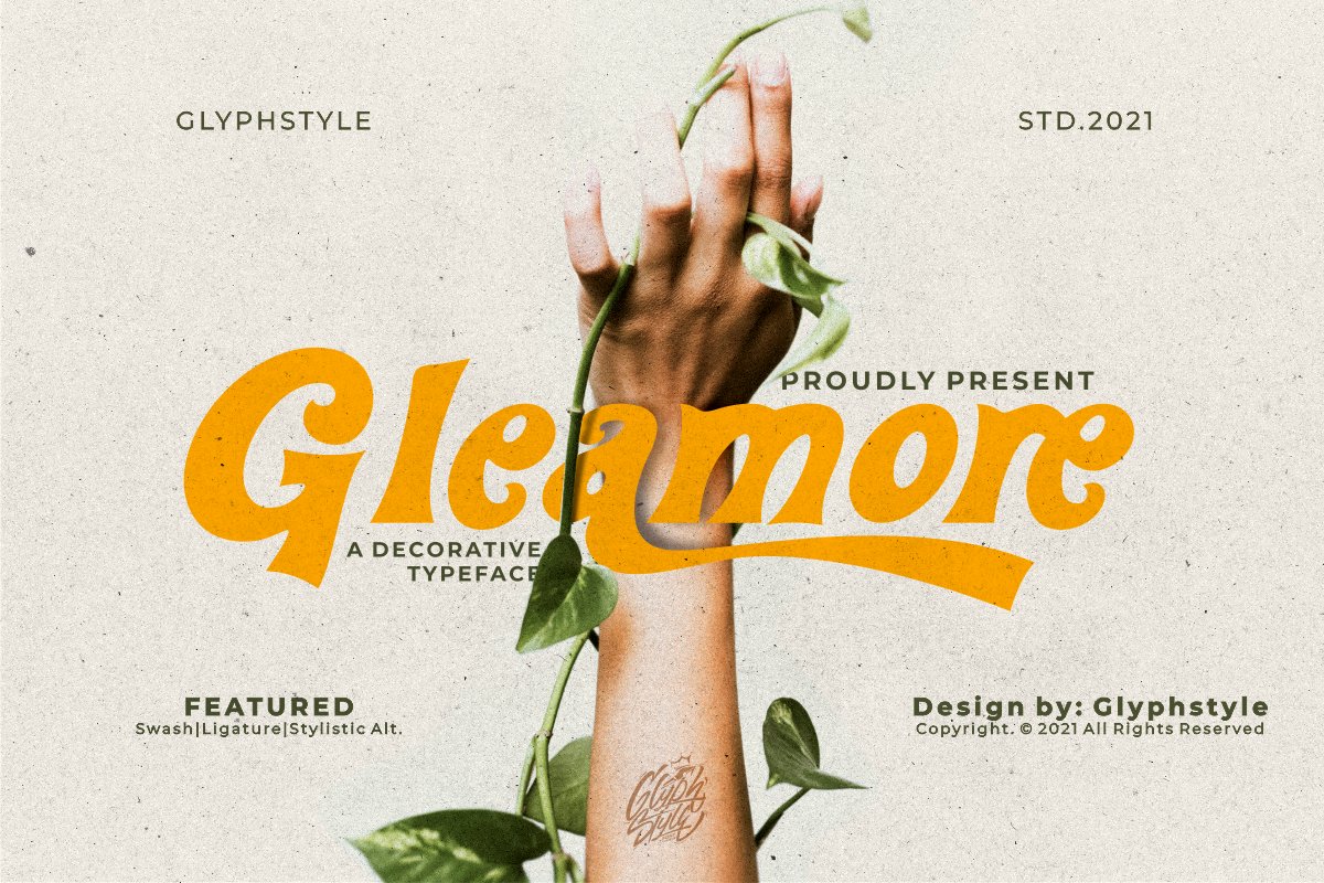 Gleamore Display Font 广告、产品包装、产品设计、标签、摄影无衬线字体 设计素材 第1张