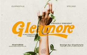 Gleamore Display Font 广告、产品包装、产品设计、标签、摄影无衬线字体