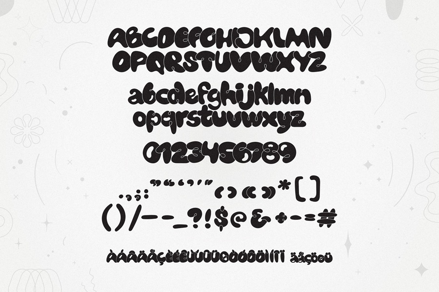 Bubblicity | Bubble Font Family 6种复古风格趣味气泡字体系列 设计素材 第11张