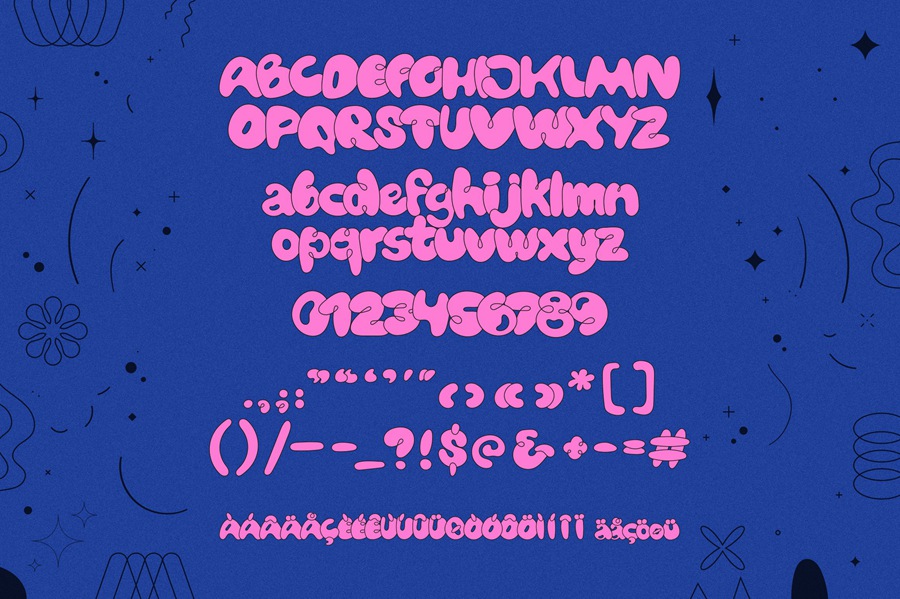 Bubblicity | Bubble Font Family 6种复古风格趣味气泡字体系列 设计素材 第12张
