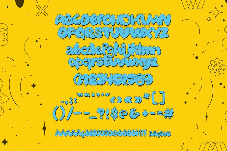 Bubblicity | Bubble Font Family 6种复古风格趣味气泡字体系列 设计素材 第13张