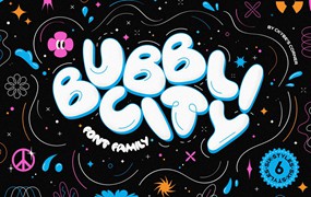 Bubblicity | Bubble Font Family 6种复古风格趣味气泡字体系列