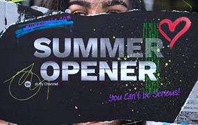 4K夏季节日氛围复古撕纸风格涂鸦纹理VLOG视频开场动画 Summer Ripped Opener Intro