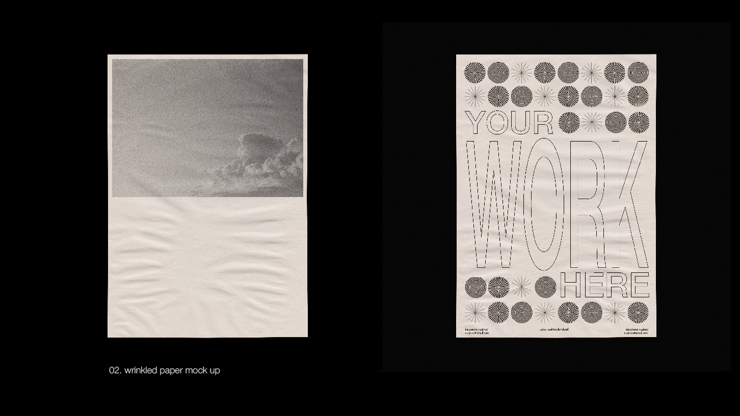 Anastasia Mareva 复古做旧纸张褶皱折痕电影帧海报展示PSD智能贴图样机素材 样机素材 第23张